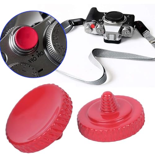 2 Stück Auslöseknopf für Fuji, Metall Messing Weichen Auslöseknopf Kamera-Taste, Universeller Konkaver Oberfläche Auslöseknopf Soft Release Button für Fujifilm Leica Canon Nikon Sony Olympus