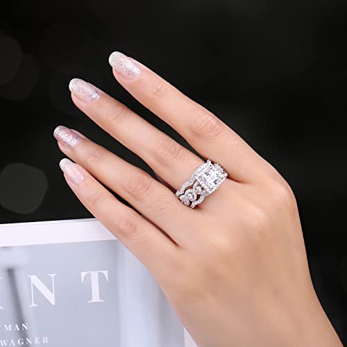 JewelryPalace Princess Cut 1.5ct Cubic Zirconia Engagement Rings for Women, 925 Sterling Silver 14K Gold Promise Ring for her, Infinitiy Twist Simulated Diamond Anniversary Wedding Band Bridal Sets4