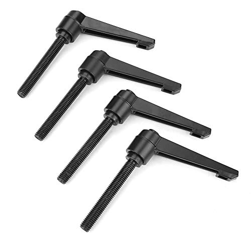 Image of Oumefar Carbon Steel Zinc Alloy Adjustable Handle Knob, Heavy Duty Machine Handle with M10 Male Thread (80mm), Adjustable Position Height Fixing for CNC Welding Woodworking Machinery (4-Pack)