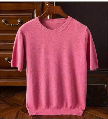 Generic Men's Merino Wool Sweater O-Neck Knitted T-Shirt Breathable Thin Short Sleeve Tees Solid Color Knitting Jumpers Tops3