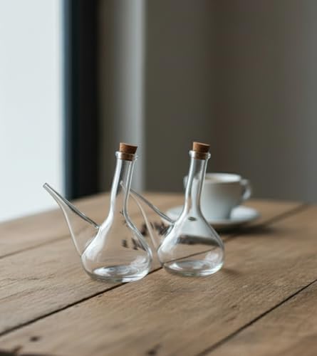 Porrón 125ml de Vidrio Reciclado con Tapón de Corcho Natural – Porrón Pequeño, Cómodo, Elegante y Resistente – Individual