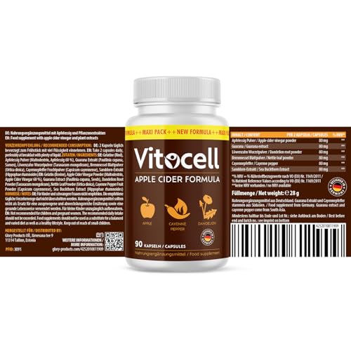 Vitocell Kapseln - mit natürlichen Inhaltsstoffen - für Frauen und Männer - 90 Kapseln pro Dose