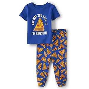 The Children’s Place Baby Boys’ and Toddler Snug Fit 100% Cotton Short Sleeve Top and Pants 2 Piece Pajama Set