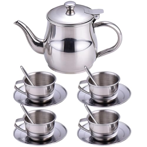 Juegos de té para niños con tetera de acero inoxidable resistente al calor 6