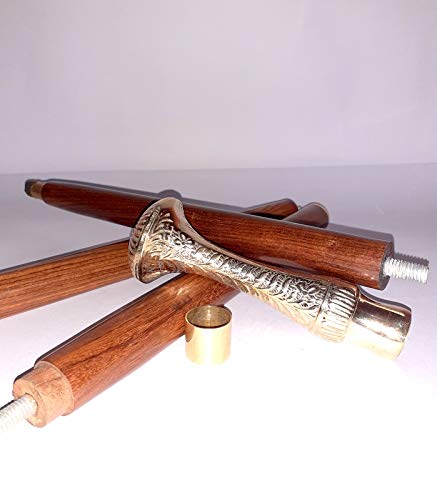 Canne de marche en laiton de style victorien, bois noble et design vintage raffiné