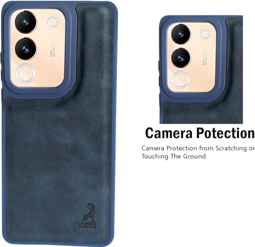 Image of AIBEX Shield Back Cover Case Compatible with Vivo V29e 5G Back Cover | Flexible Vegan Leather | Full Camera Protection | Raised Edges | Super Soft-Touch | Bumper Case