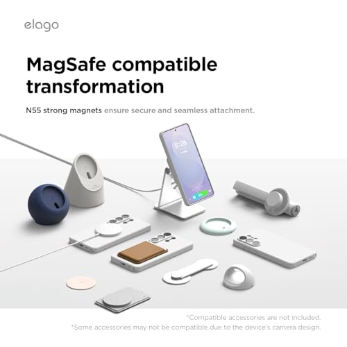 Image of elago Magnetic Silicone Case Compatible with Samsung Galaxy S26 Ultra Case, Compatible with MagSafe Accessories, Protective Cover, Shockproof, Slim, Anti-Scratch Soft Microfiber Lining (White)