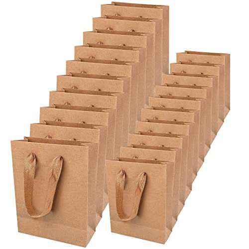 AKOFIC Brown Paper Carrier Bags 20 Pack Brown Kraft Paper Bags Paper Gift Bags with Strong Handles Thick Recyclable Party Favor Bags Retail Lunch Bags for Party Wedding Birthday Celebrations