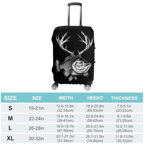 Bass Fish with Deer Antlers Luggage Covers Suitcase Protector Case Fits 19-32 Inch L2