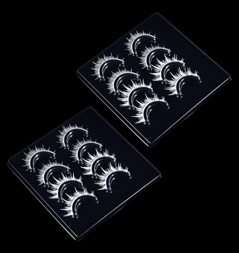 White Eyelashes 2 Pairs of White Lashes with Invisible Band & Spiky Manga Style for Party & Photo Shoots Anime Events