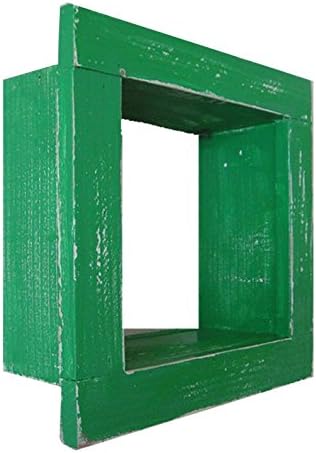 Square Wood/Wooden Shadow Box Display - 9" x 9" - Green - Decorative Reclaimed Distressed Vintage Appeal