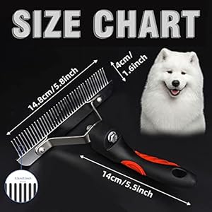 Undercoat rake for dogs dog rake brush long tooth grooming rakes brush with anti slip handle  dog brushes for grooming long hair pets  husky german shepherd golden retriever brushes for shedding   cucciolini doodles