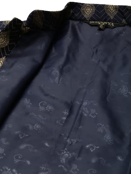 Image of Sojana (Since 1958) Men's Silk Blend Booti Jacquard ONLY Nehru Jacket