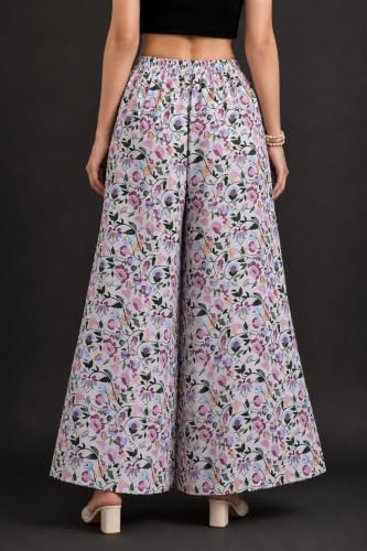 Image of Women Printed Palazzo Pants Combo Pack of 2, Comfortable Elastic Waist Lounge Pants for Women | Relaxed Fit, Loose Fitting Wide Leg Palazzo Pants, Casual Bottom (Available in S to 3XL Size)
