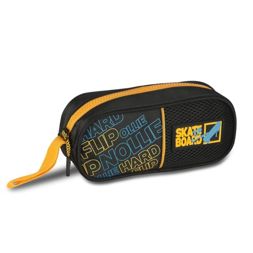 Estojo Escolar Masculino Skate Board Grande Capacidade 38 Lápis Resistente Com Zíper Alça de Mão