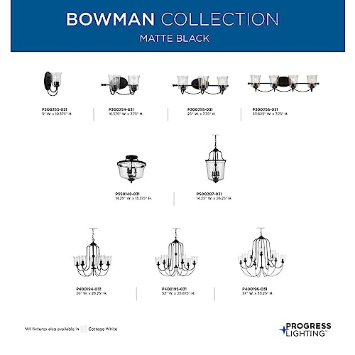 Progress Lighting Bowman Collection 6-Light Clear Chiseled Glass Coastal Chandelier Light Matte Black - Image 5