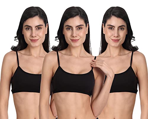 Image of Aimly Women's Cotton Non-Padded Non-Wired Low Coverage Sports Bra Pack of 3