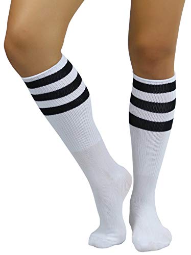 Image of ToBeInStyle Women's Premium Below Knee Athletic Socks w /Contrasting Wide Stripes