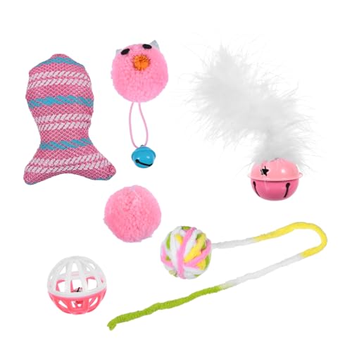 BUGUUYO 猫用インタラクティブおもちゃセット 6個入り ぬいぐるみペットベルおもちゃ 子猫の噛みつきや噛み砕き用