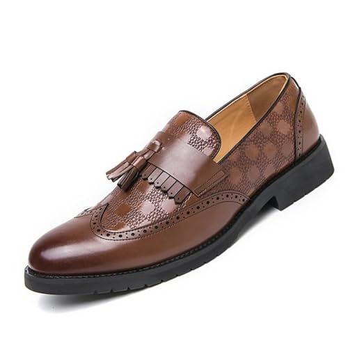 Men's Fashion Classic Dress Shoes Wedding Formal Modern Business Office Pointed Toe Loafers Wedding Oxford Shoes Brown(Brown,9)