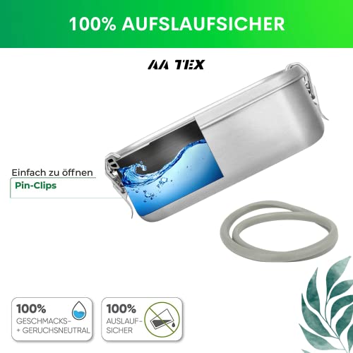 Foto von AA TEX Premium Brotdose Edelstahl 1000ml, Lunchbox BPA-frei 2 Fächer | Spülmaschinenfest | Trennwand ist auslaufsicher, Brotdose Edelstahl kinder (Silver)