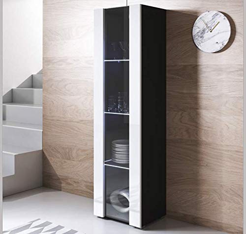 Aparador TV MB Muebles - 120x72x40cm, Melamina Blanca Con Luz LED (Incluye Patas)
