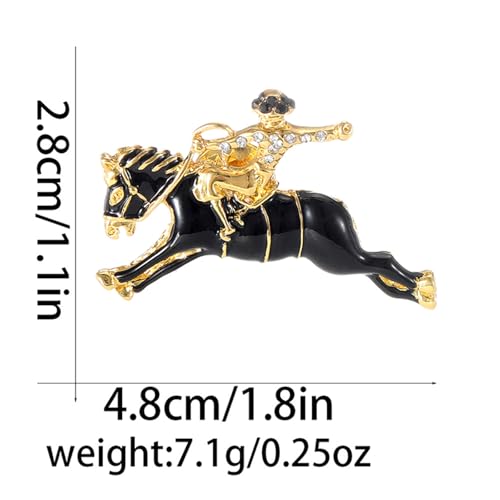 Image of Dreuyet Horse Brooch Pin Horse Racing Suit Lapel Pin for Women Men Rhinestone Antique Gold Horse Animal Brooch Clothing Outfits Accessory Jewelry
