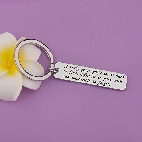 Bekech Professor Gift Mentor Gift Teacher Jewelry A Truly Great Professor Is Hard To Find Difficult To Part With Keychain Retirement Gift Appreciation Gift For Professor From Graduates (Silver) #TOP5
