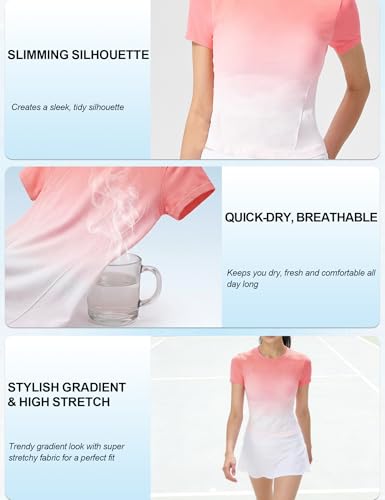 Image of Venzina Women's Gradient Workout T-Shirt with Thumbholes | Quick Dry Full Sleeve Yoga Top I Slim Fit Knit Gym Shirt for Running, Yoga & Casual Commute