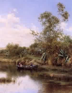 Peinture à l'huile Reproductions tableau de collection The Boating Party Emilio Sanchez 12x16