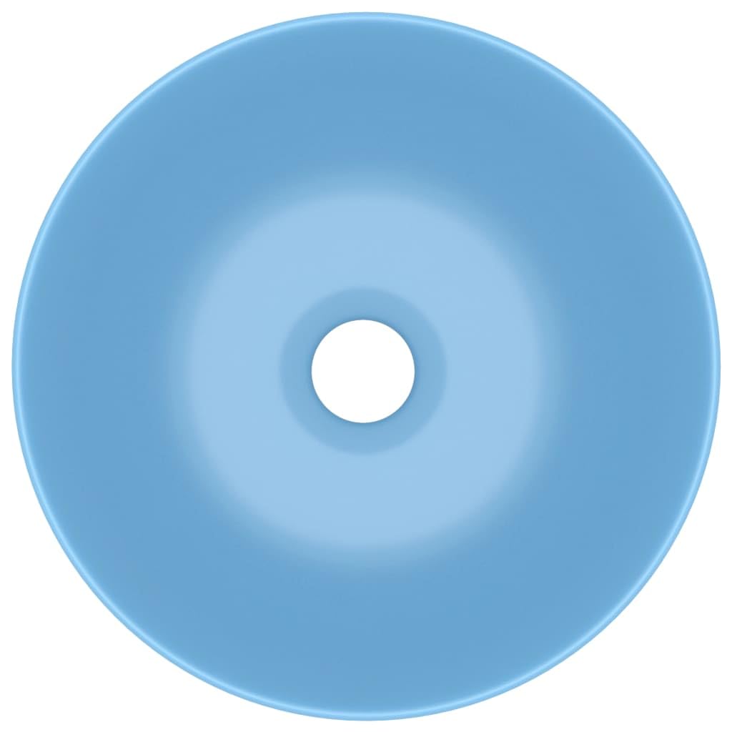 Lavabo de cerámica azul claro, redondo, 280 mm de diámetro, 100 mm de altura, con desagüe de 45 mm sin rebosadero, para baño, invitados, inodoro, sanitario, diseño moderno