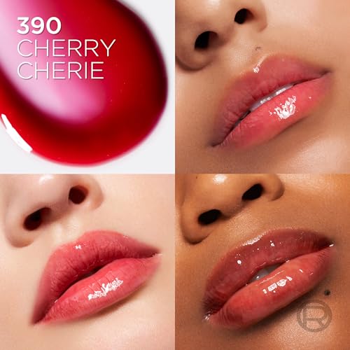 L'Oreal Paris Plump Ambition Hyaluron Lip Oil, 24 HR Lip Gloss with Hyaluronic Acid, Volumizing Formula with Glass-Like Shine, Cherry Cherie 390, 0.16 Fl Oz - Image 3