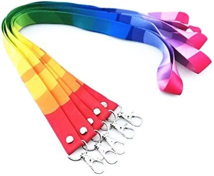 yueton 5pcs Colorful Rainbow Neck Lanyards Straps Strings Cords with Lobster Clasp for ID Tags, Name Card, Business ID Card Holder, Badge Reel - Image 2