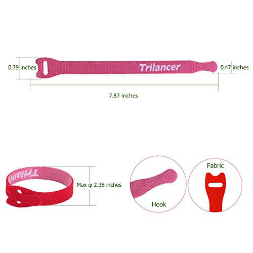 Reusable Cable Ties, Trilancer Cord Wraps, Adjustable Strap Fastener, Cable Organizer, Fastening Hook And Loop, 8 Inches, 4 Colors, 50 Pcs #TOP4