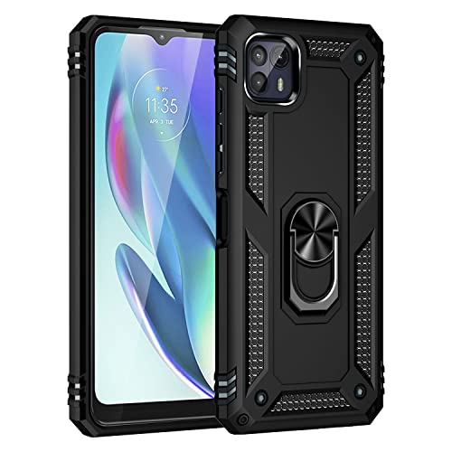 BestST Funda para Motorola Moto G50 5G Armor Carcasa con 360 Anillo Soporte Hard PC y Silicona TPU Bumper Antigolpes Fundas Carcasas Case Adecuado Negro