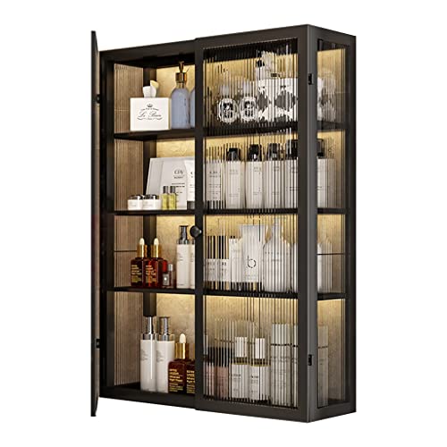 Botiquín de Metal, botiquín de baño con Organizador de artículos de tocador, Armario de Pared para Cocina, sin Perforaciones, Armario de Almacenamiento de cosméticos, Negro, 30 x 1