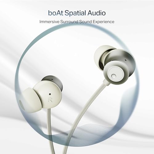 Image of Boat Rockerz Prime 255Z, Spatial Audio,ENx Tech, Dual Pair, 50H Battery, Stream Ad Free Music via App Support, Magnetic Buds, Bluetooth Neckband, Wireless with Mic Earphones (Hazel Beige)