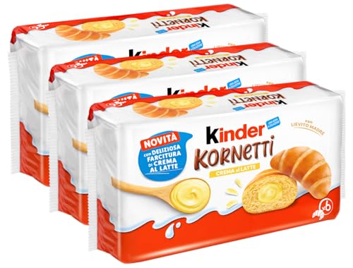 3X Kornetti Cornetti con Farcitura di Crema al Latte con