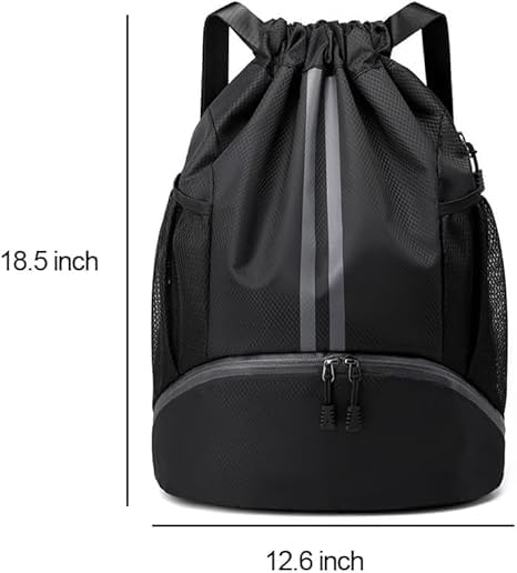 Image of Leosportz Sports Drawstring Bag Backpack for Men Women - Basketball Bag Gym Backpack Dedicated Shoe Compartment | Waterproof Large Space Gym Bag