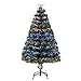 Price comparison product image HOMCOM 4 Feet Prelit Artificial Christmas Tree with Multi-Coloured Fiber Optic LED Light, Holiday Home Xmas Decoration, Green