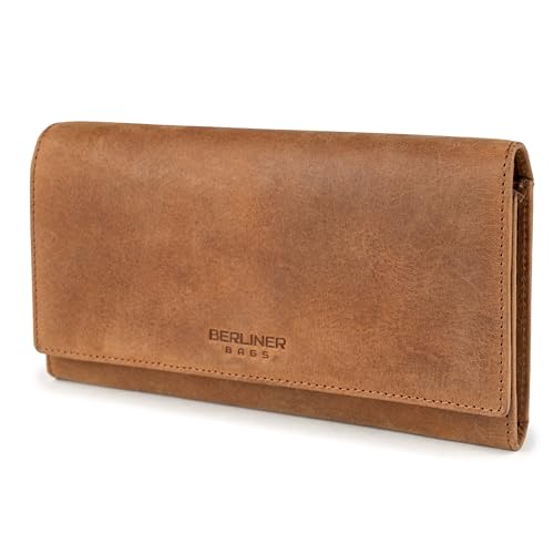 Berliner Bags Cartera Mujer de Piel Iris, Billetera Grande con Monedero, Gran Capacidad y Protección RFID, Tarjetero - Marrón
