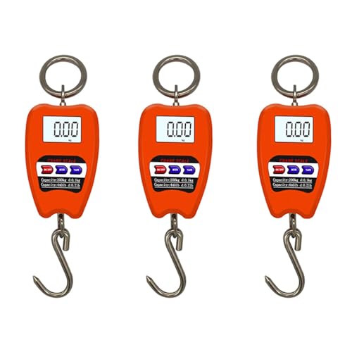 Cwmiibili 3X Mini Crane Scale Weighing Digital Industrial Hanging Scale 200Kg/441Lb Heavy Duty Hanging Hook Scales Orange