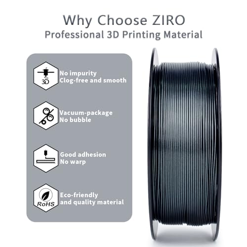 Image of ZIRO Glitter PLA Filament 1.75mm, 3D Printer Filament Subtle Sparkle PLA, Mystical Series 2.2lbs Spool, Fit Most FDM 3D Printers, Midnight Silver
