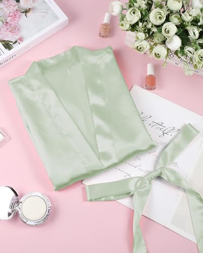Image of Xtinmee 6 /12 Pcs Women's Long Satin Robes Full Length Sleepwear Silky Bath Robe Kimono Dressing for Wedding Birthday Party