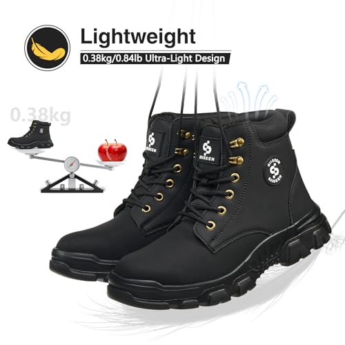 Image of Steel Toe Boots for Men Women Comfortable Lightweight Work Boots for Men Industrial Construction Boot Non Slip Work Shoes