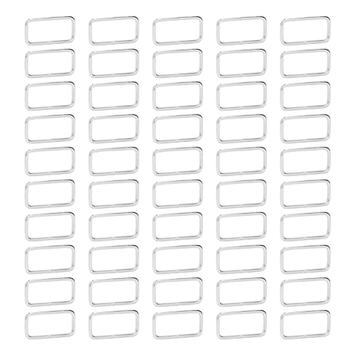 Naroote Anillos Rectangulares de Metal, Anillos de Hebilla Duraderos para Bolsos de Bricolaje, 50 Uds. de Hierro para Decoración de Bolsos, Herrajes para Cinturones (4x38x15mm)