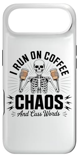 Coffee Chaos And Cuss Words Skull �S�X �X�P���g�� �_�[�N���[���A �X�}�z�P�[�X iPhone Air �p