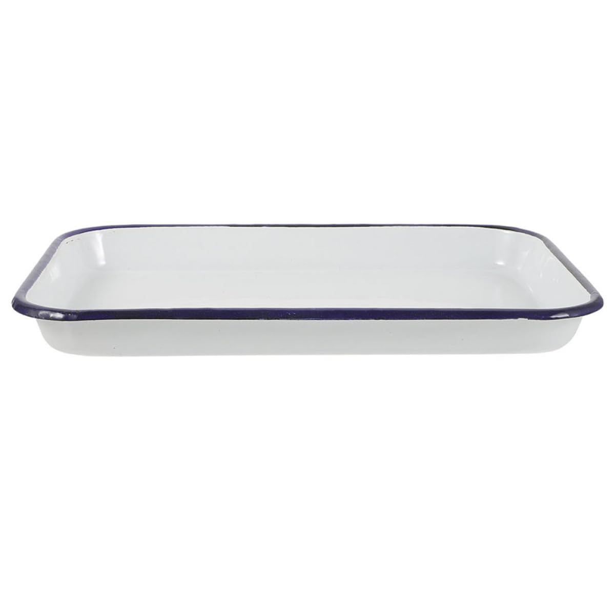 FRCOLOR Plaque à Pâtisserie Rectangulaire Compatible Lave-vaisselle en Émail Blanc, Surface Antiadhésive pour Cuisson et Service Cuisine