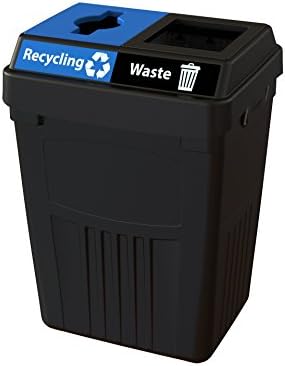 CleanRiver Flex E Bin - 50 Gallons | 2-in-1 Streams | Recycling & Waste Basket | Black Color