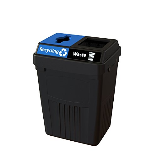 Cleanriver Flex E Bin - 50 Gallons | 2-In-1 Streams | Recycling & Waste Basket | Black Color #TOP20
